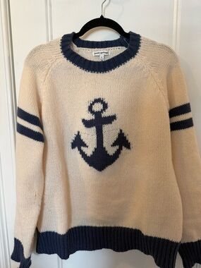 Pretty Garbage Cream & Navy Anchor Crewneck Sweater